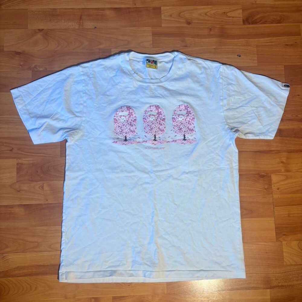 BAPE Cherry Blossom Tee White Japanese Streetwear Graphic T Shirt Bathing Ape